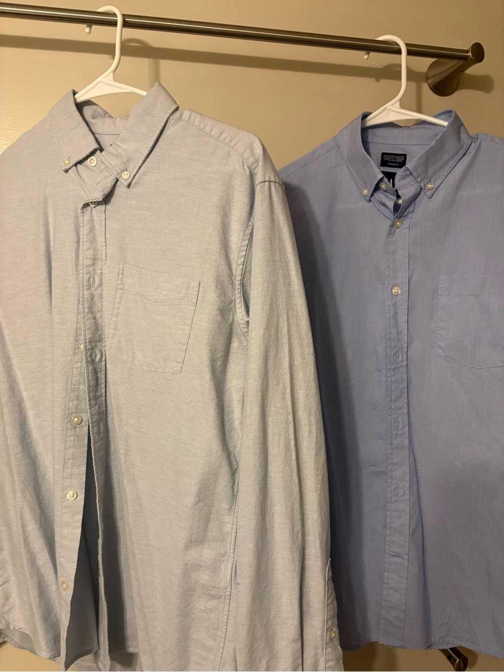 2 Men's Button-Down Oxford Shirt - Light Blue SMALL
